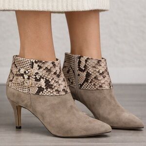 Van Eli Snakeskin and Taupe Ankle Booties